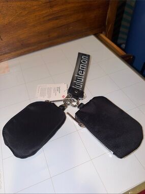 lululemon athletica Black Double Pouch Key & Card Holder with Branded Strap